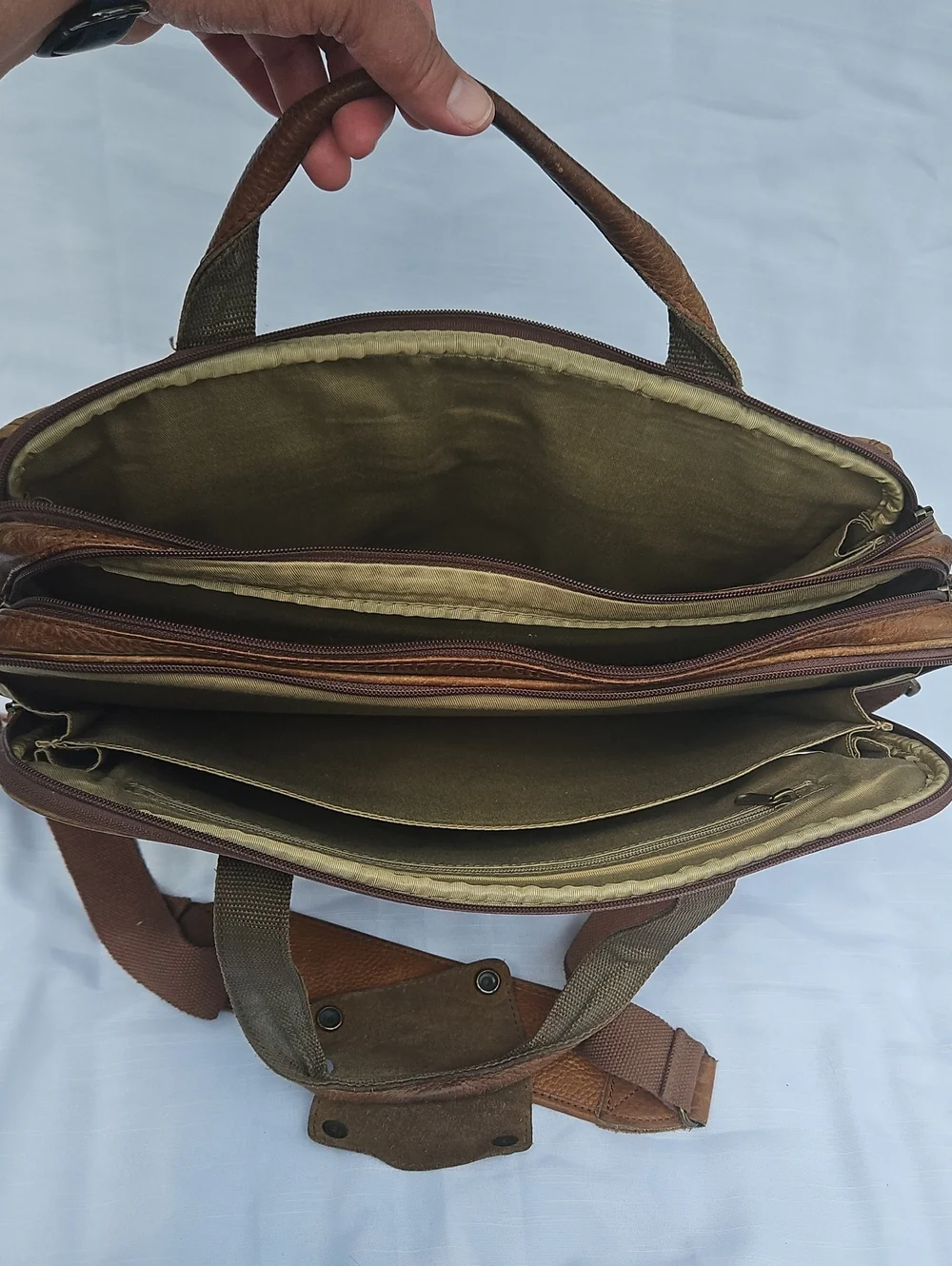 Vintage LL Bean Leather Messenger Briefcase Laptop Shoulder Bag Brown 0DMU1
